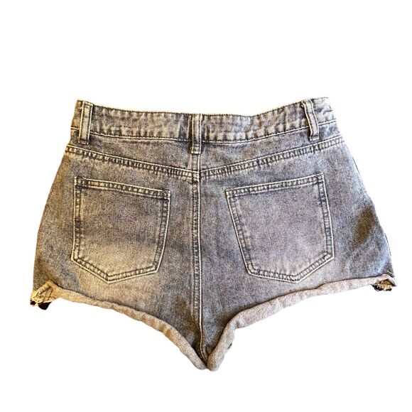 Shein Jean Shorts Women Medium High Rise Distressed Embroidered Stretch SzM W30 - Picture 6 of 6